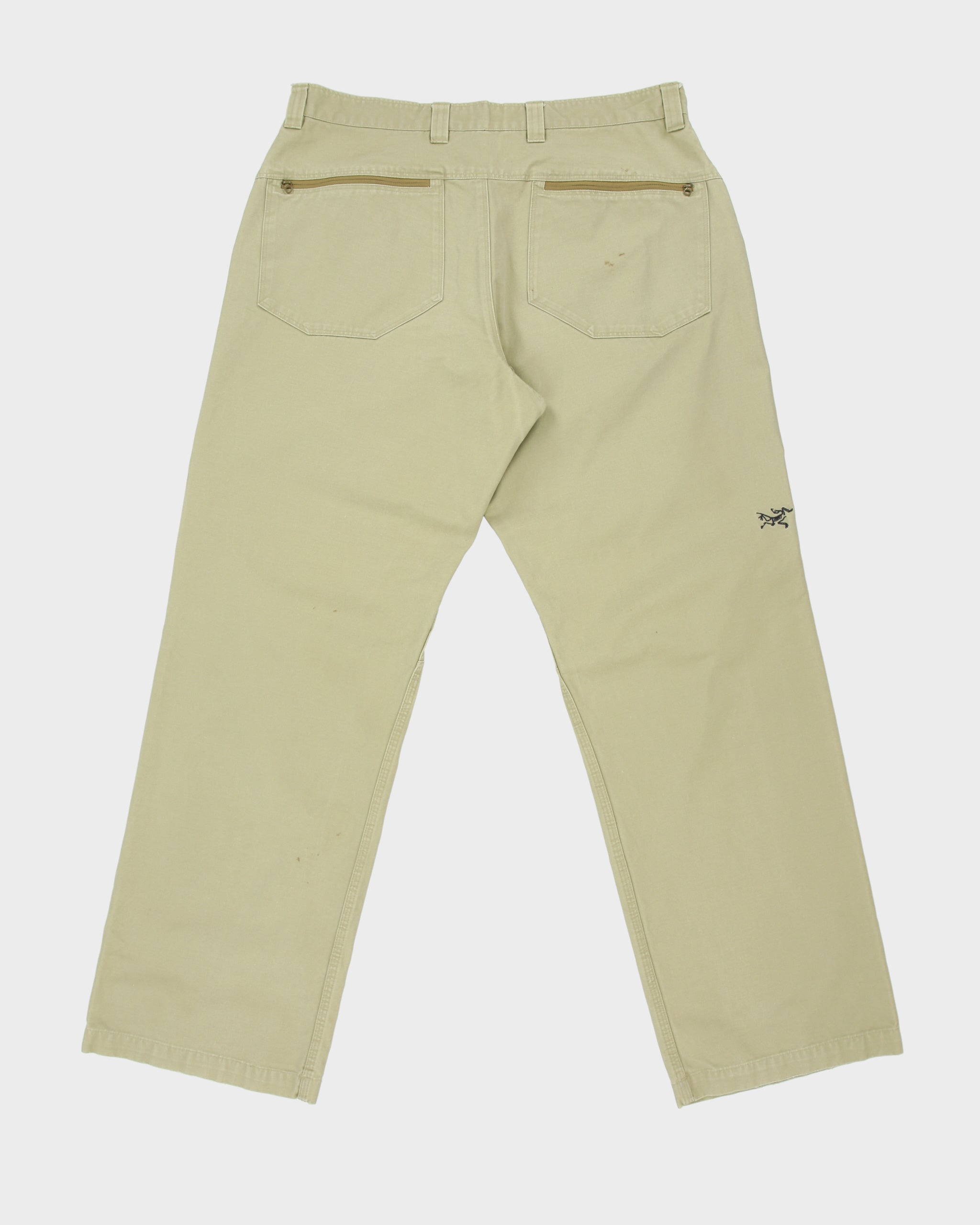 Vintage 2005 Y2K Arc'teryx Desert Khaki Cronin Cotton Mid-Rise Canvas Wide Leg Hiking Trousers - W34 L32