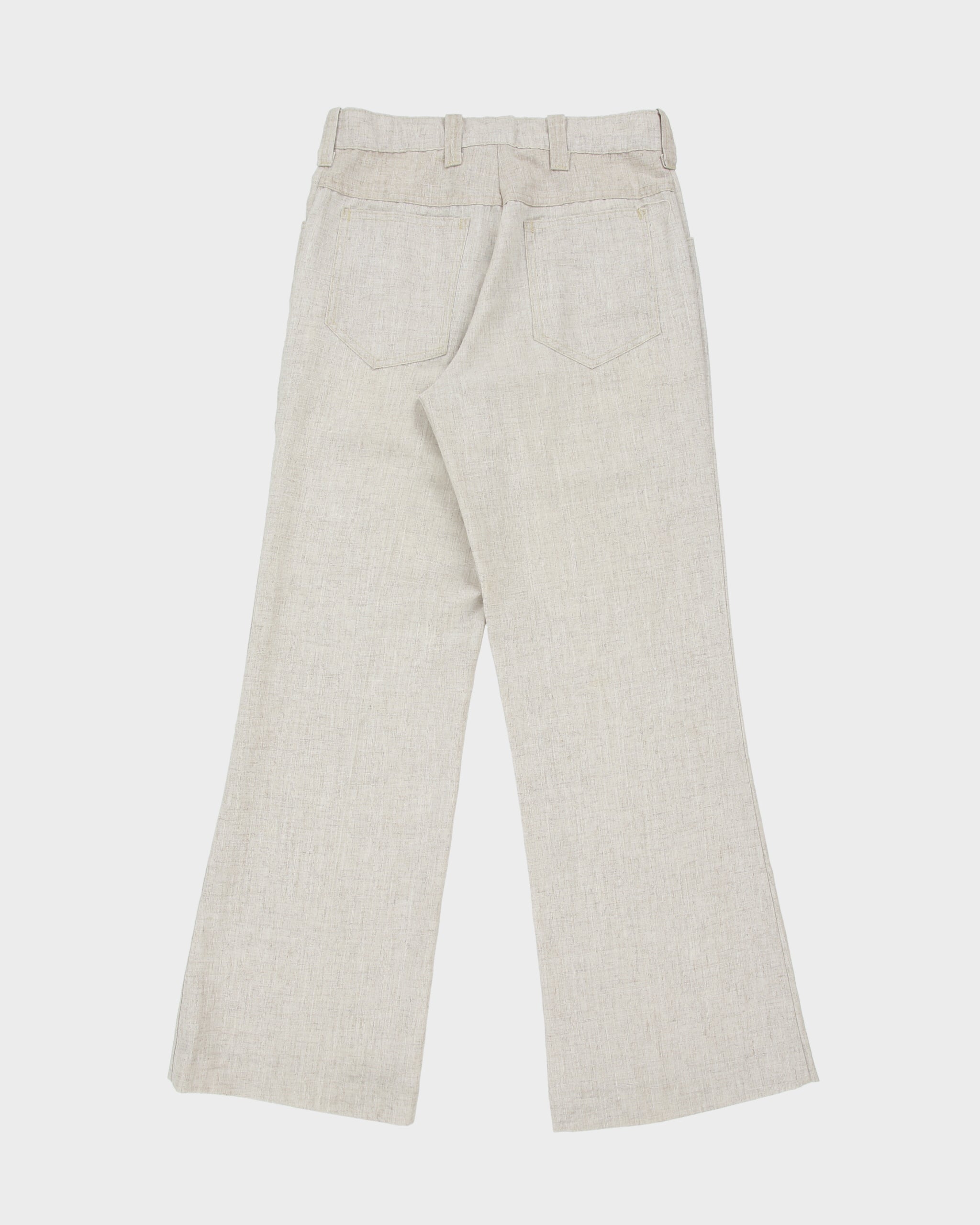 Vintage 1970s Hessian Linen Blend Made In USA Mid-Rise Straight Leg Bootcut Flare Trousers - W28 L31