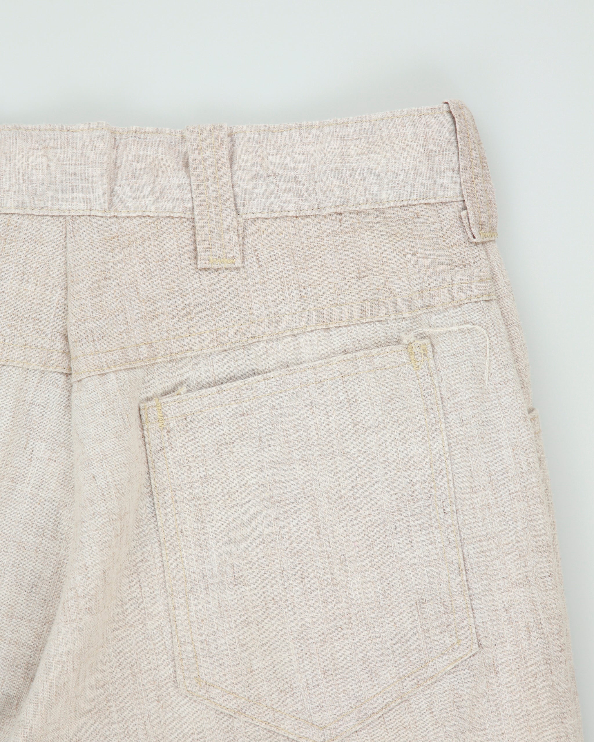 Vintage 1970s Hessian Linen Blend Made In USA Mid-Rise Straight Leg Bootcut Flare Trousers - W28 L31