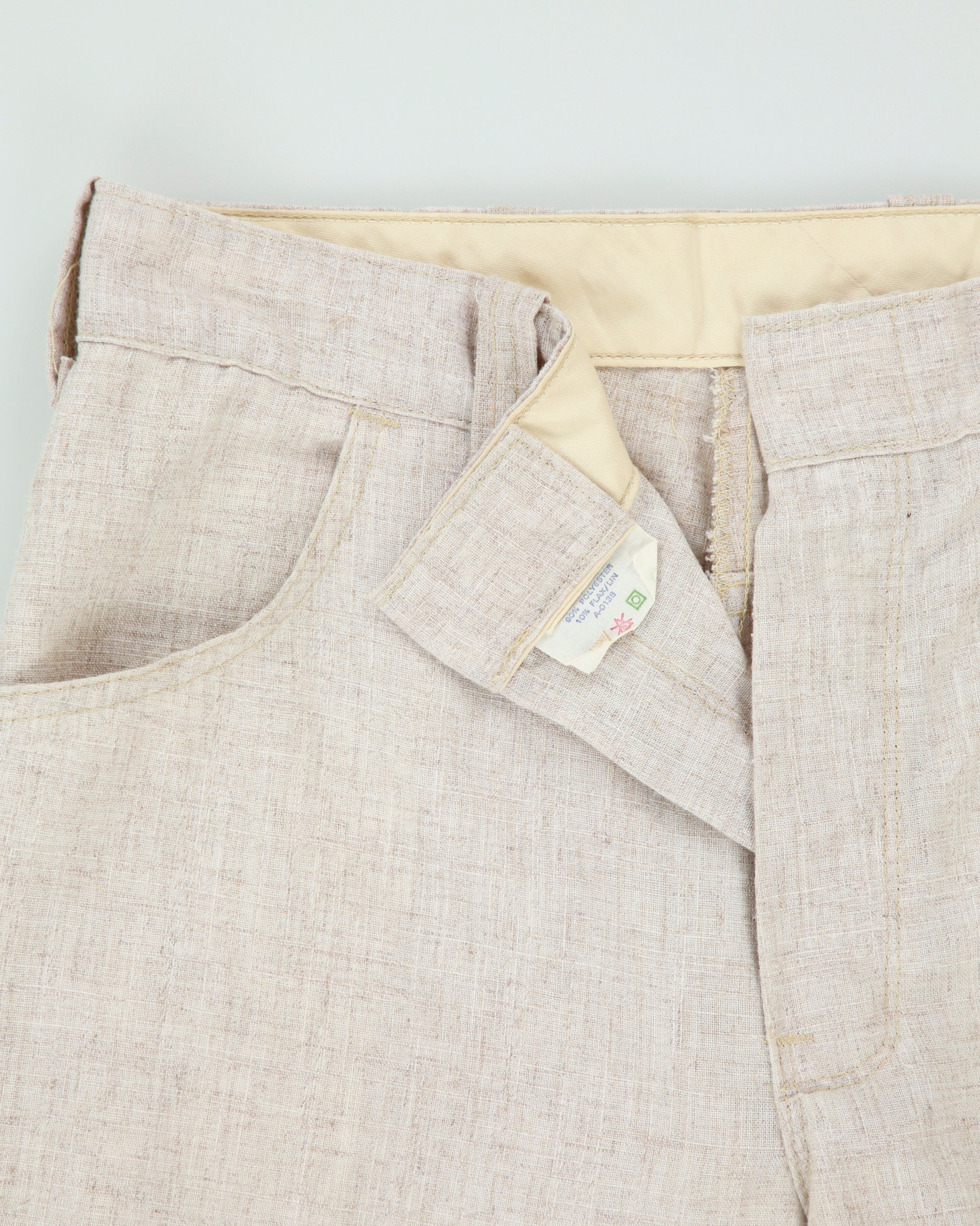 Vintage 1970s Hessian Linen Blend Made In USA Mid-Rise Straight Leg Bootcut Flare Trousers - W28 L31
