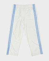 Vintage Y2K 00s Nike Satin Embroidered Striped Baby Pink Swoosh Wide Leg Zip Cuff Tracksuit Bottoms - XL