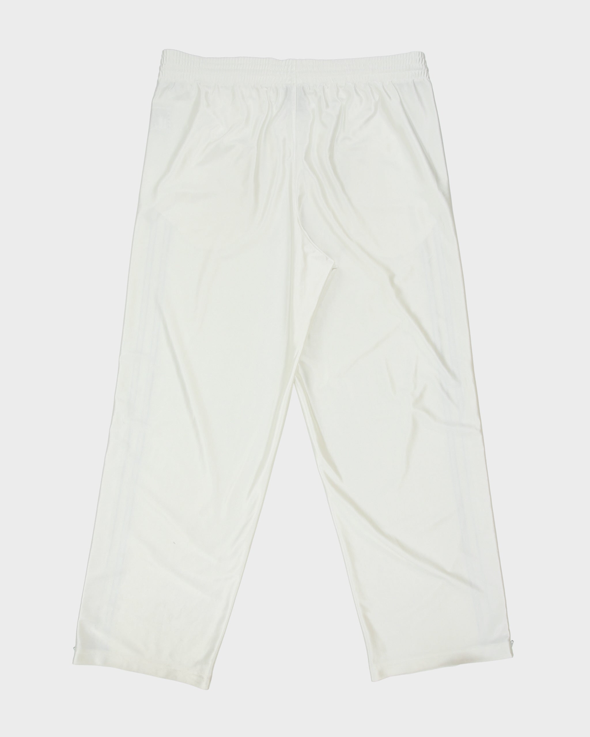 Vintage Y2K 00s Nike Satin Embroidered Striped Baby Pink Swoosh Wide Leg Zip Cuff Tracksuit Bottoms - XL