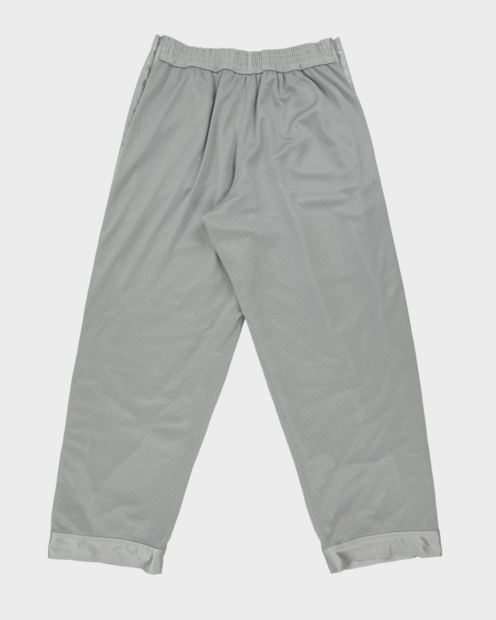 Vintage Y2K 00s Nike Basketball Silver Heavyweight Reversible Mesh Wide Leg Popper Tracksuit Bottoms - L