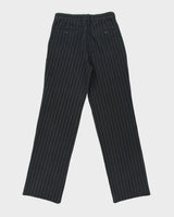 Vintage 1990s Gather Jewels Mid-Rise Texture Striped Pleated Straight Leg Trousers - W28 L33