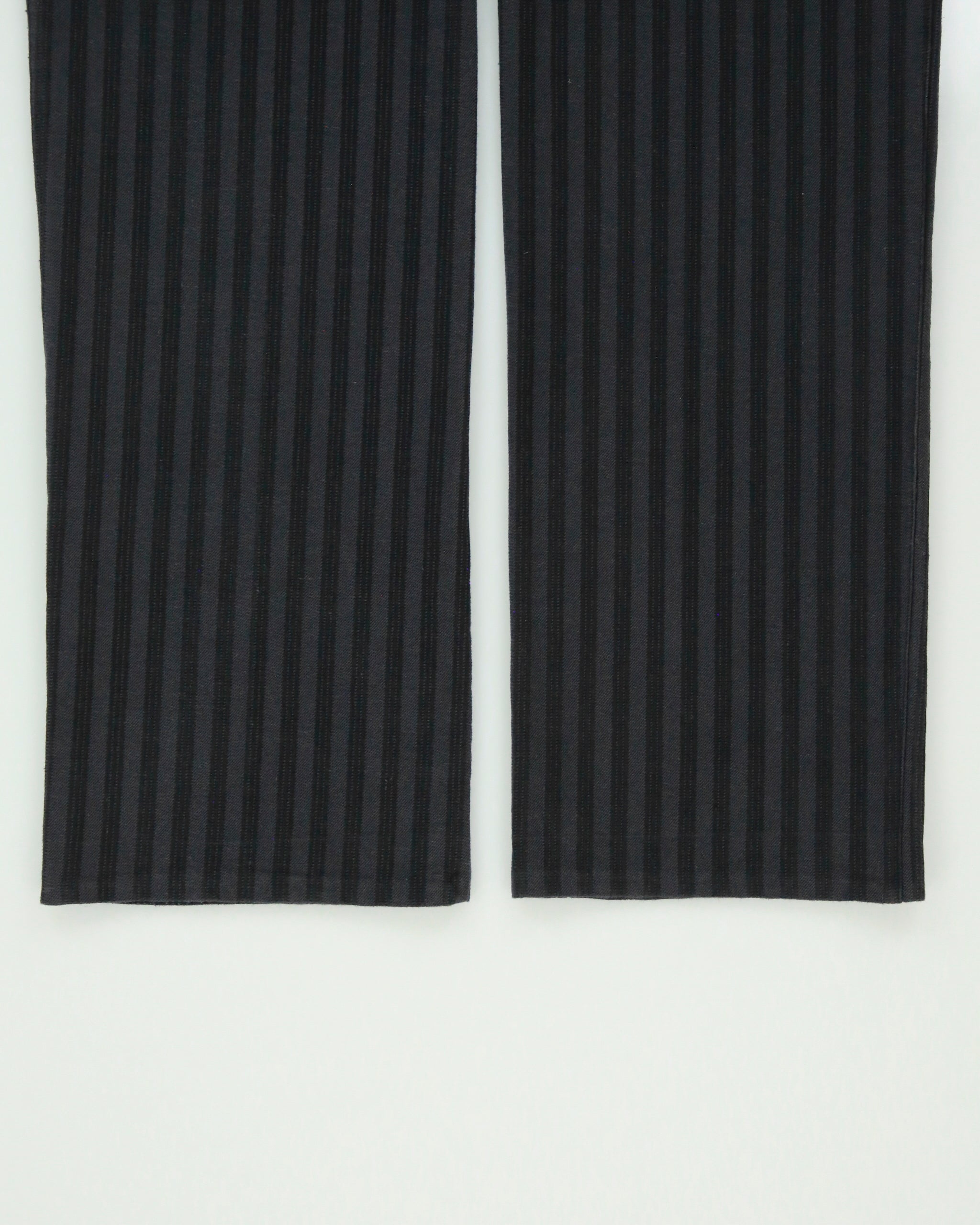 Vintage 1990s Gather Jewels Mid-Rise Texture Striped Pleated Straight Leg Trousers - W28 L33