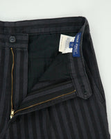 Vintage 1990s Gather Jewels Mid-Rise Texture Striped Pleated Straight Leg Trousers - W28 L33