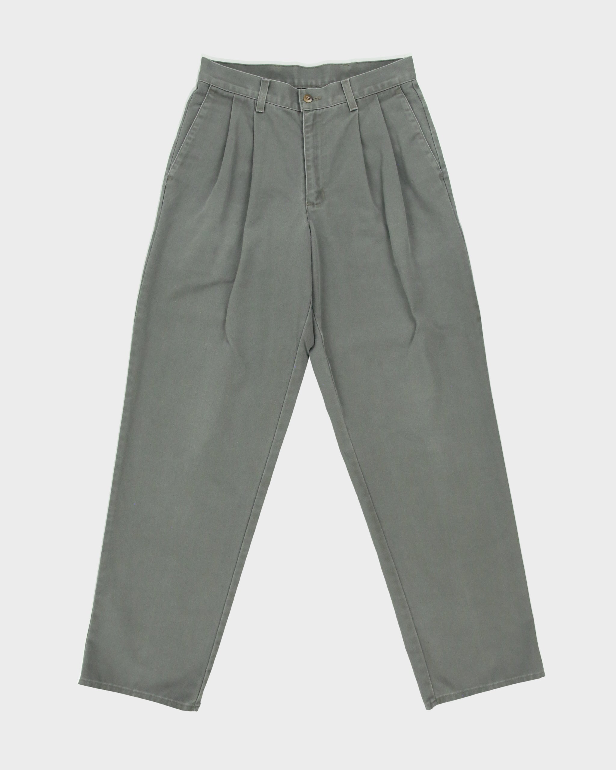 Vintage 2001 Levi's Batwing Made In Canada Khaki Mid-Rise Double Pleated Relaxed Fit Canvas Chino Trousers - W29 L31