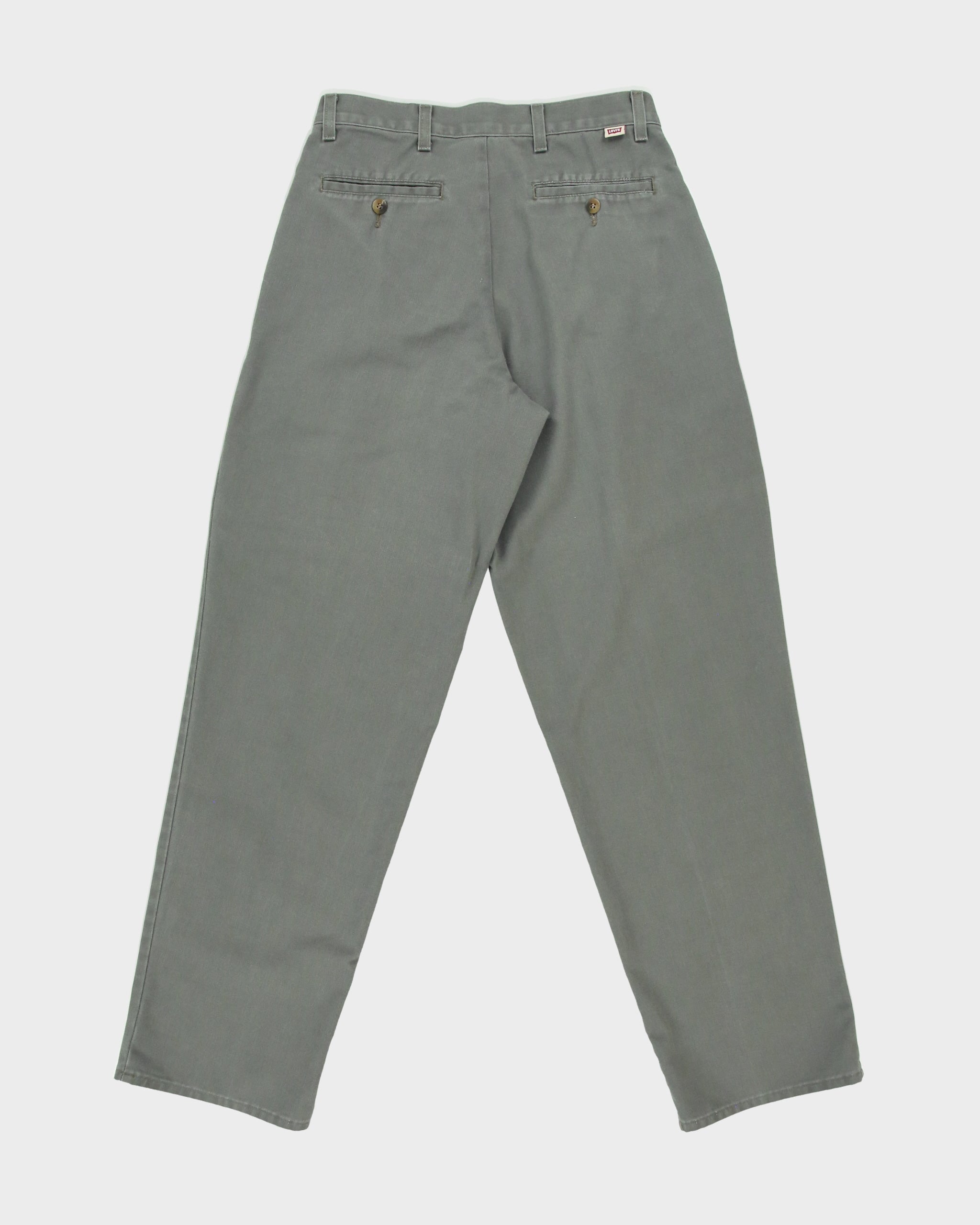 Vintage 2001 Levi's Batwing Made In Canada Khaki Mid-Rise Double Pleated Relaxed Fit Canvas Chino Trousers - W29 L31