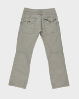 Vintage Y2K 00s Diesel Khaki Low-Rise Multi Patch Pocket Straight Leg Bootcut Canvas Cargo Trousers - W31 L31