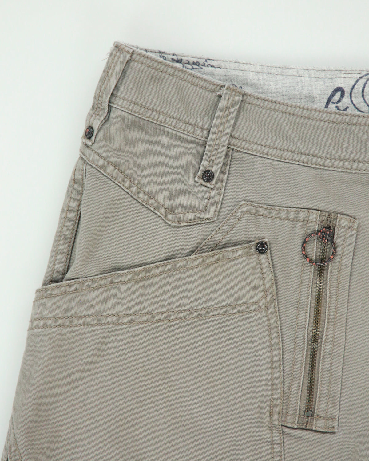 Vintage Y2K 00s Diesel Khaki Low-Rise Multi Patch Pocket Straight Leg Bootcut Canvas Cargo Trousers - W31 L31