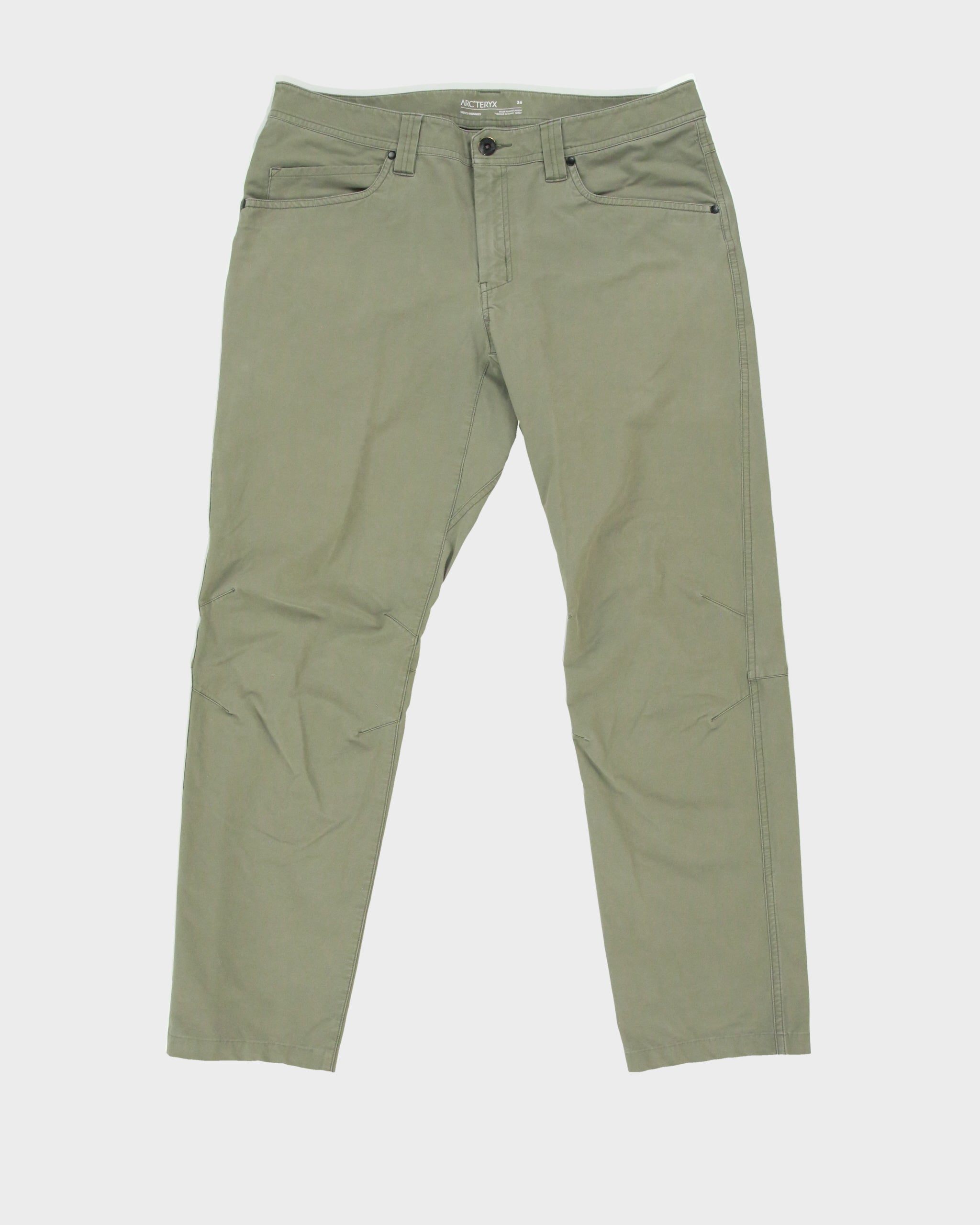 Arc'teryx Levon Pant Khaki Mid-Rise Versatile Slim Straight Leg Canvas Trousers - W36 L30