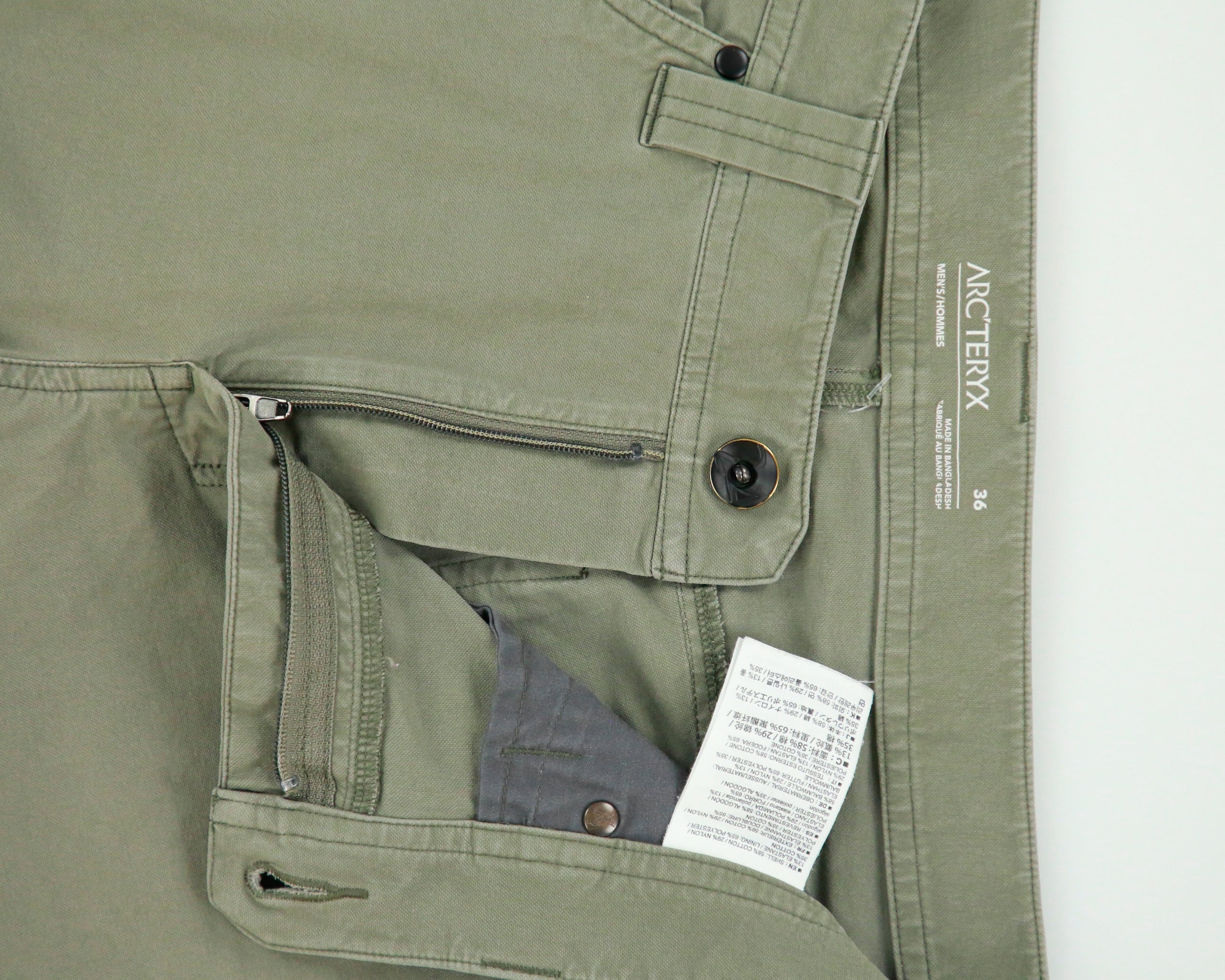 Arc'teryx Levon Pant Khaki Mid-Rise Versatile Slim Straight Leg Canvas Trousers - W36 L30