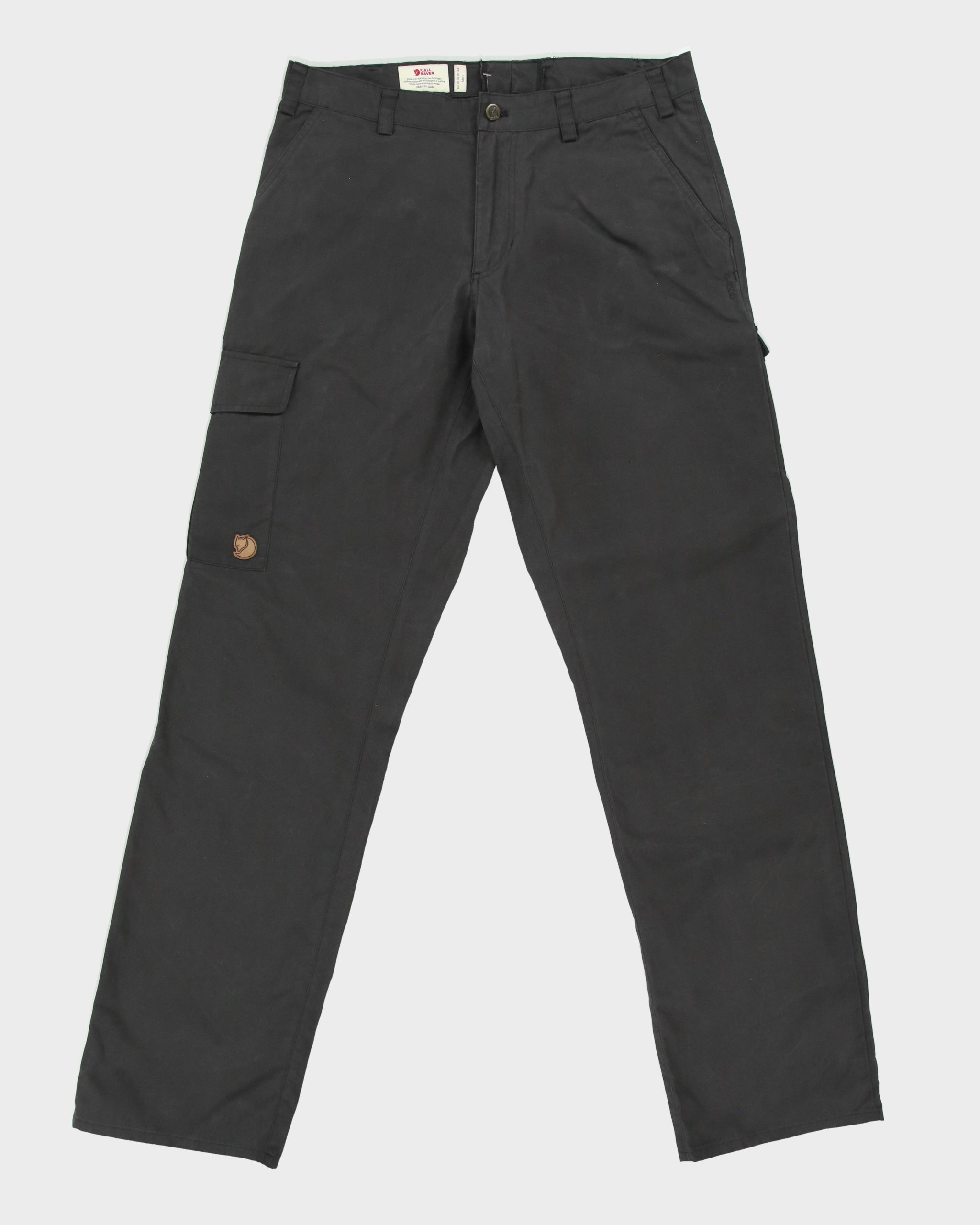 Fjall Raven Slate Ovik G-1000 Durable Canvas Straight Leg Hiking Trousers - W33 L34