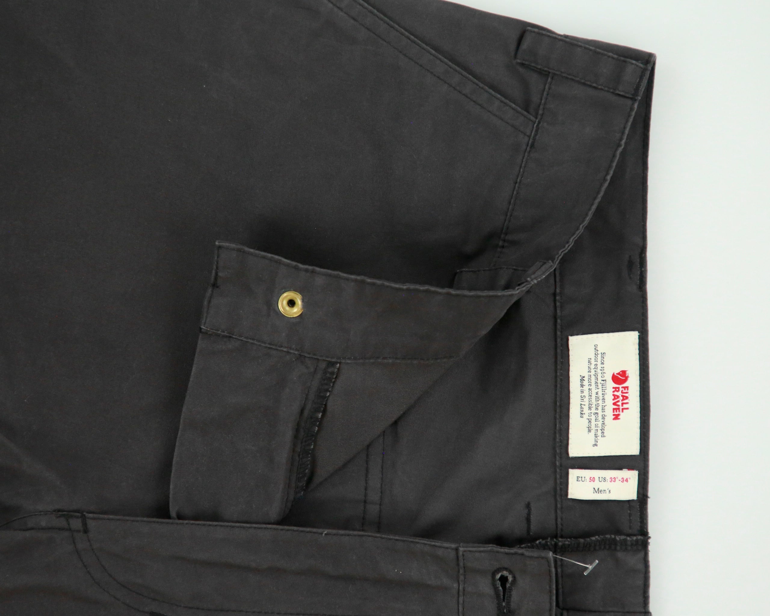Fjall Raven Slate Ovik G-1000 Durable Canvas Straight Leg Hiking Trousers - W33 L34