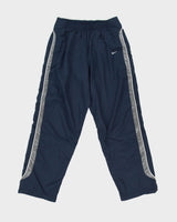 Vintage Y2K 00s Nike Soft Shell Wide Leg Taped Popper Tracksuit Bottoms - M