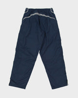 Vintage Y2K 00s Nike Soft Shell Wide Leg Taped Popper Tracksuit Bottoms - M