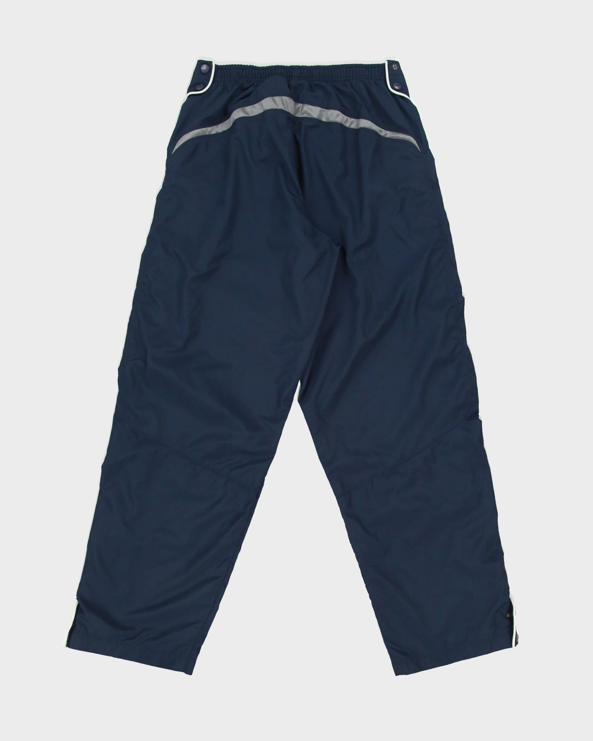 Vintage Y2K 00s Nike Soft Shell Wide Leg Taped Popper Tracksuit Bottoms - M