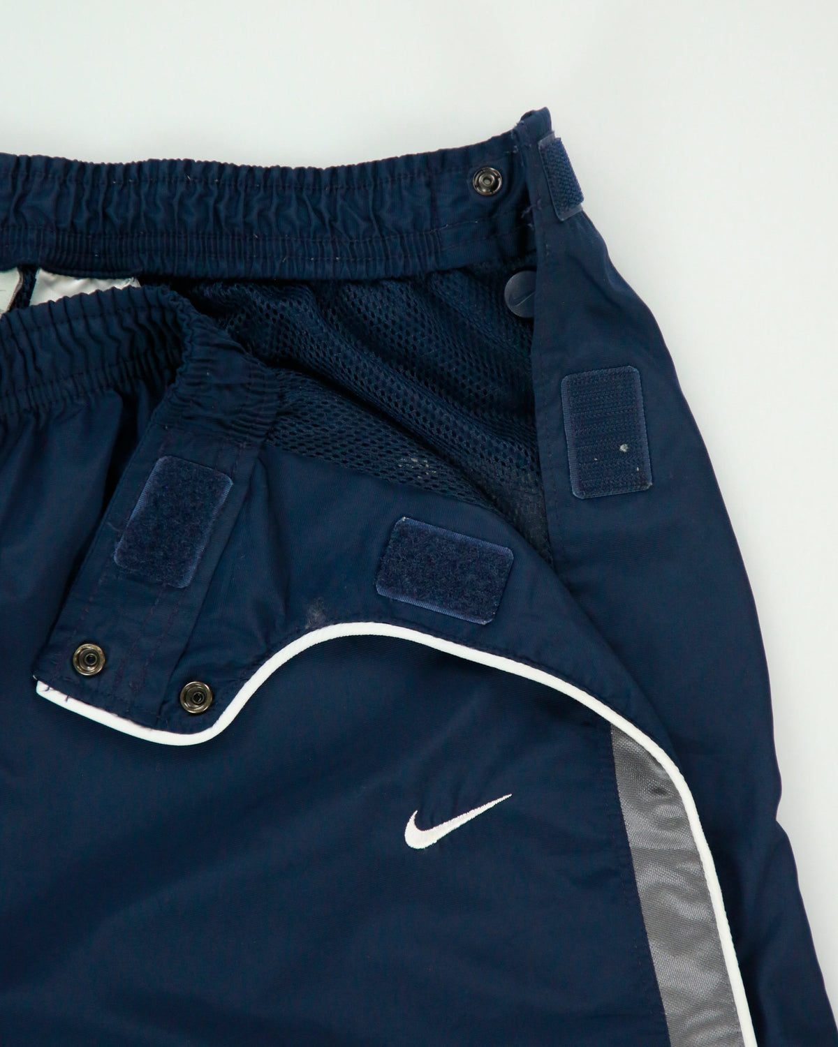 Vintage Y2K 00s Nike Soft Shell Wide Leg Taped Popper Tracksuit Bottoms - M