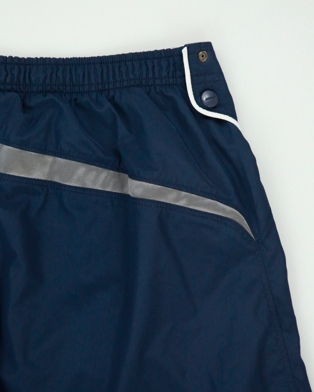 Vintage Y2K 00s Nike Soft Shell Wide Leg Taped Popper Tracksuit Bottoms - M