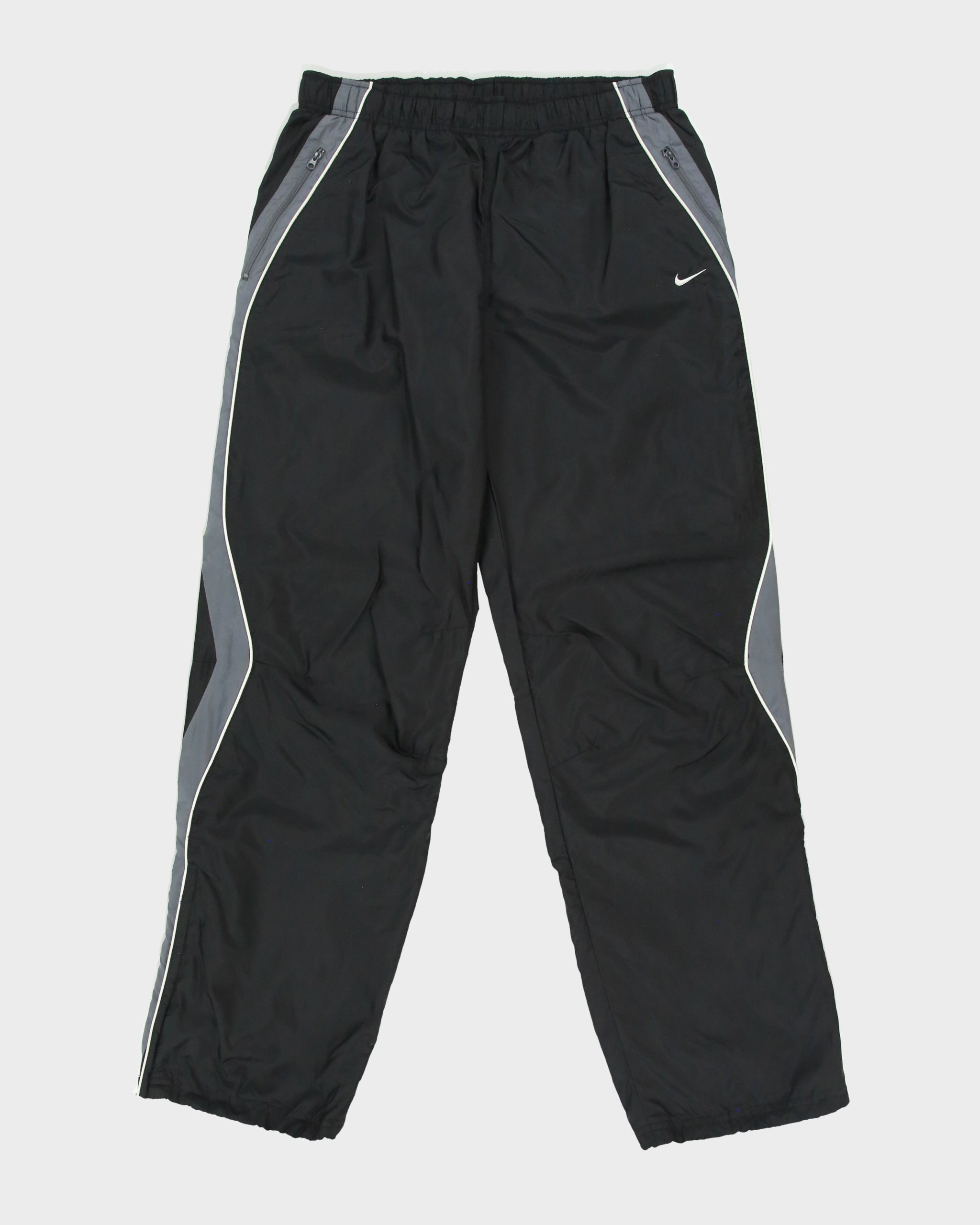 Vintage Y2K 00s Nike Soft Shell Wave Taped Wide Leg Adjustable Zip Cuff Tech Tracksuit Bottoms - L