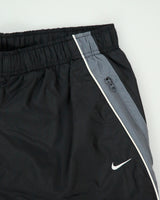Vintage Y2K 00s Nike Soft Shell Wave Taped Wide Leg Adjustable Zip Cuff Tech Tracksuit Bottoms - L