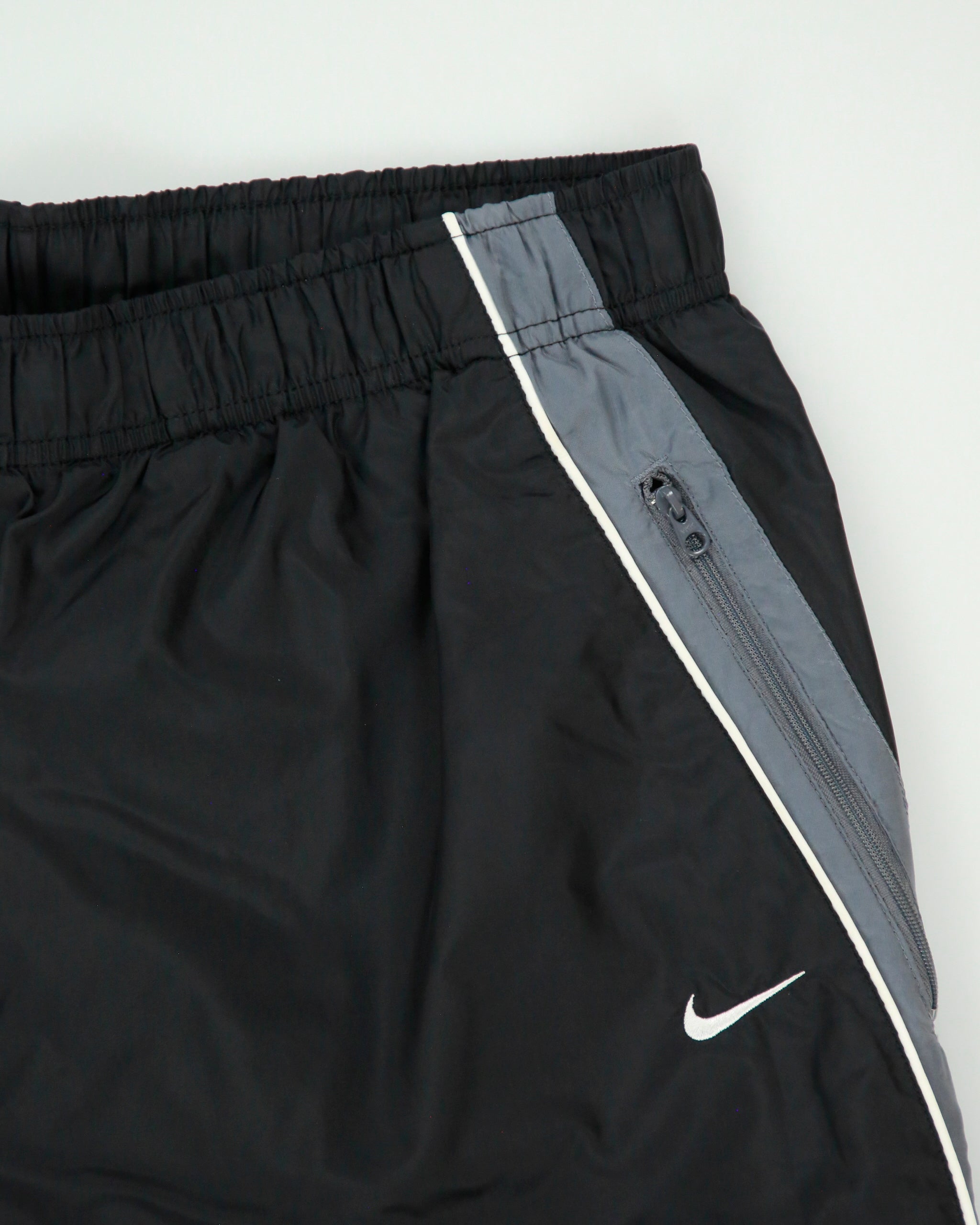 Vintage Y2K 00s Nike Soft Shell Wave Taped Wide Leg Adjustable Zip Cuff Tech Tracksuit Bottoms - L