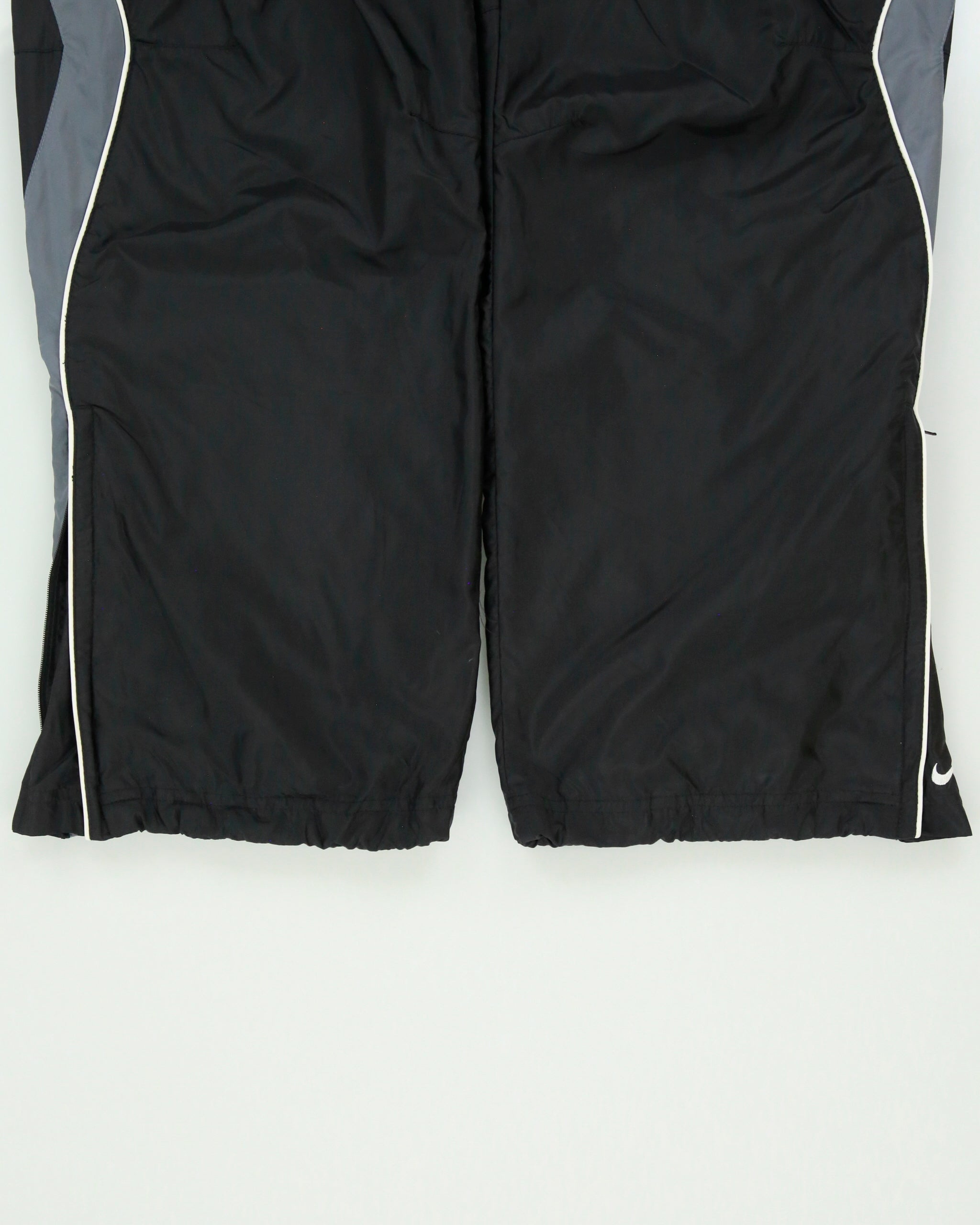 Vintage Y2K 00s Nike Soft Shell Wave Taped Wide Leg Adjustable Zip Cuff Tech Tracksuit Bottoms - L