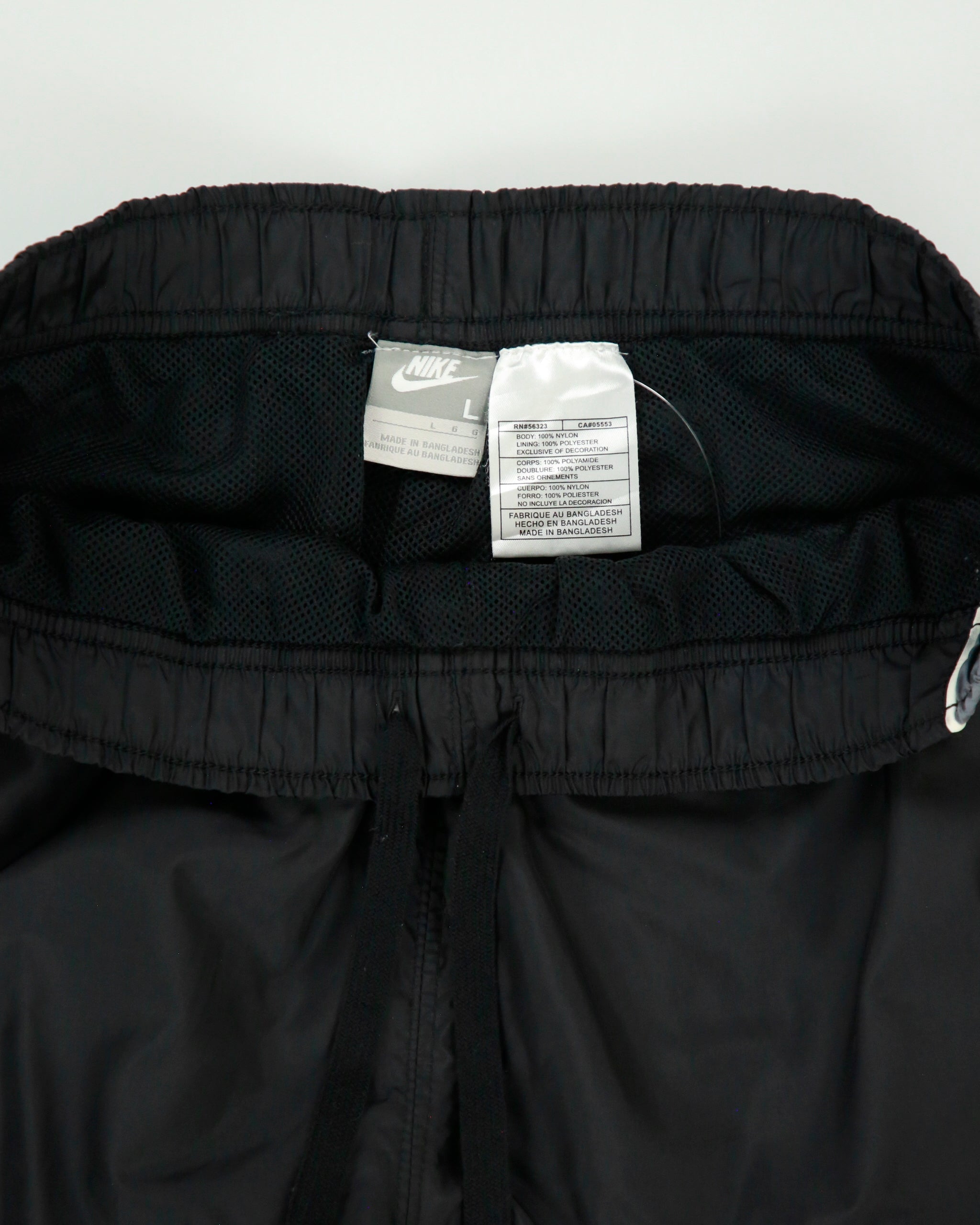 Vintage Y2K 00s Nike Soft Shell Wave Taped Wide Leg Adjustable Zip Cuff Tech Tracksuit Bottoms - L