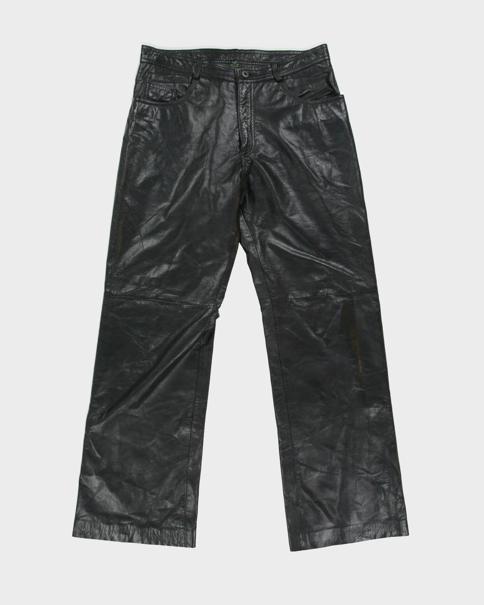 Vintage 1990s Danier Made In Canada Mid Rise Straight Fit Leather Trousers - W31 L30