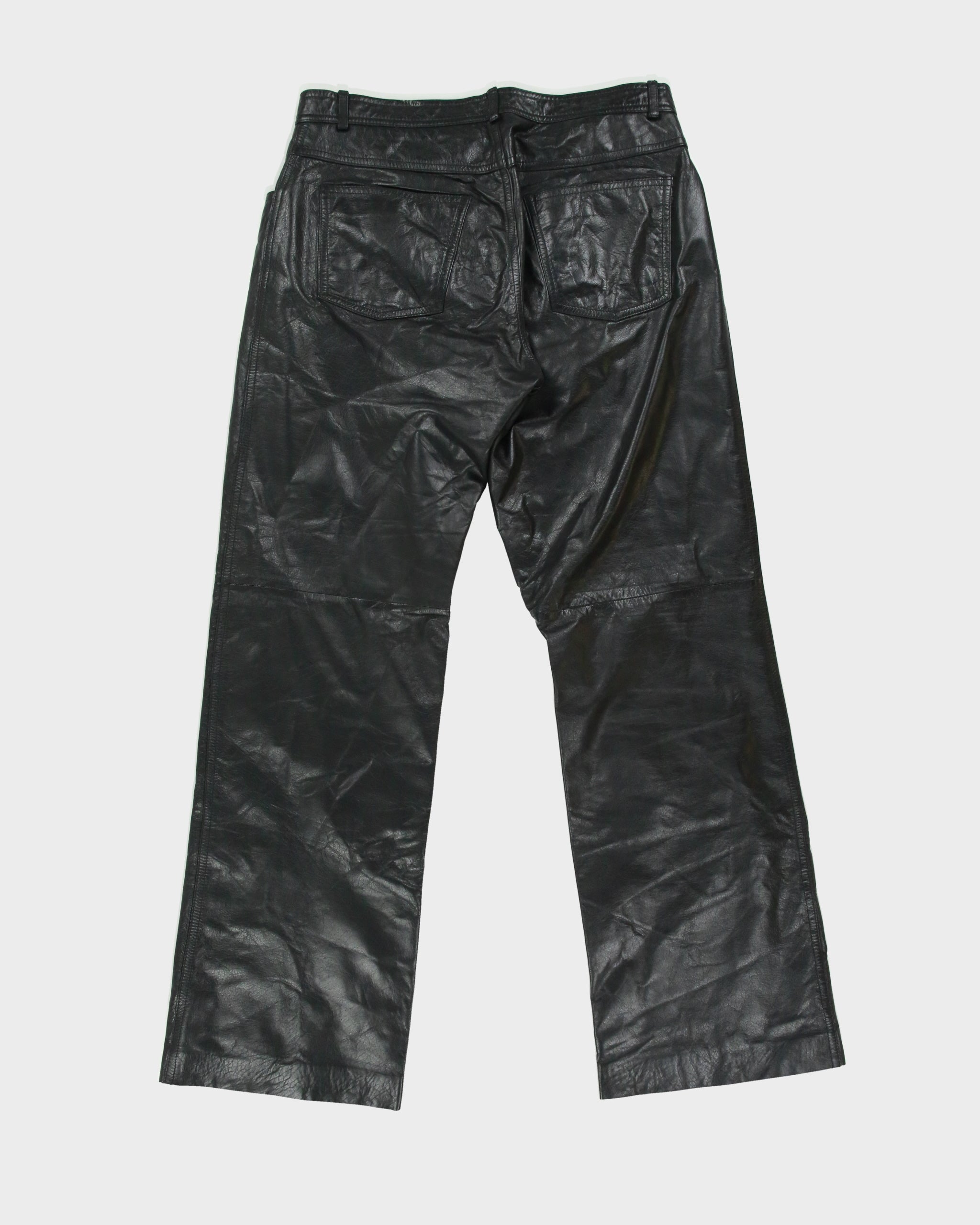 Vintage 1990s Danier Made In Canada Mid Rise Straight Fit Leather Trousers - W31 L30