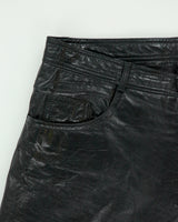 Vintage 1990s Danier Made In Canada Mid Rise Straight Fit Leather Trousers - W31 L30
