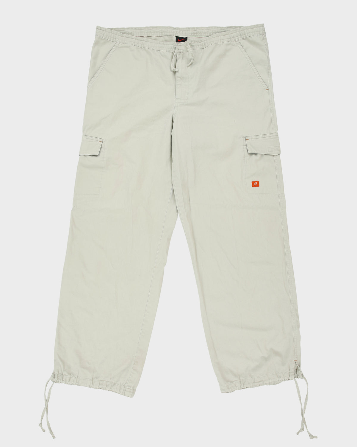 Vintage 2000 Y2k Nike Khaki Canvas Baggy Fit Wide Leg Cargo Trousers - W38 L32