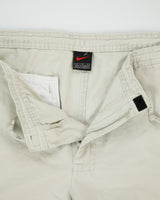 Vintage 2000 Y2k Nike Khaki Canvas Baggy Fit Wide Leg Cargo Trousers - W38 L32