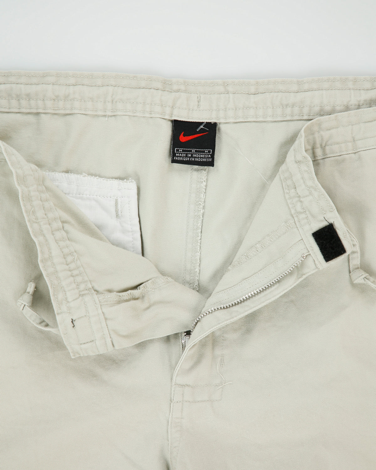 Vintage 2000 Y2k Nike Khaki Canvas Baggy Fit Wide Leg Cargo Trousers - W38 L32