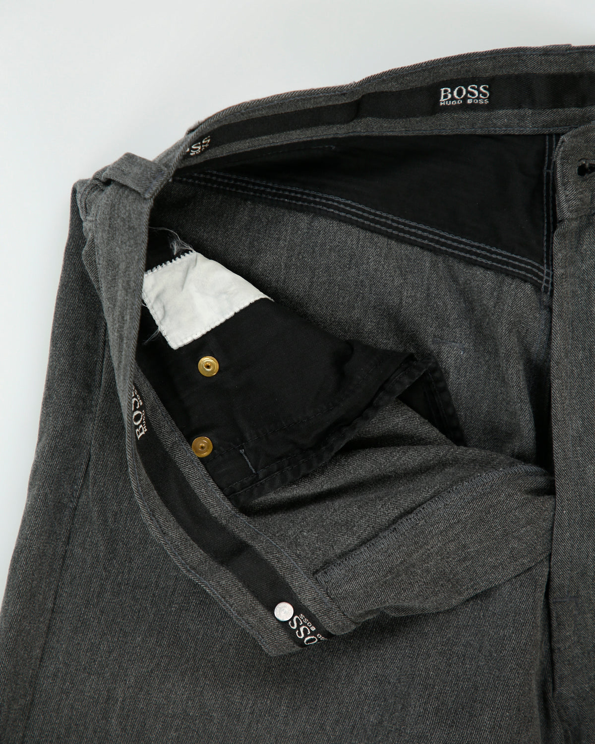 Vintage 1990s Hugo Boss Mid Rise Twill Denim Straight Leg Trousers - W34 L32