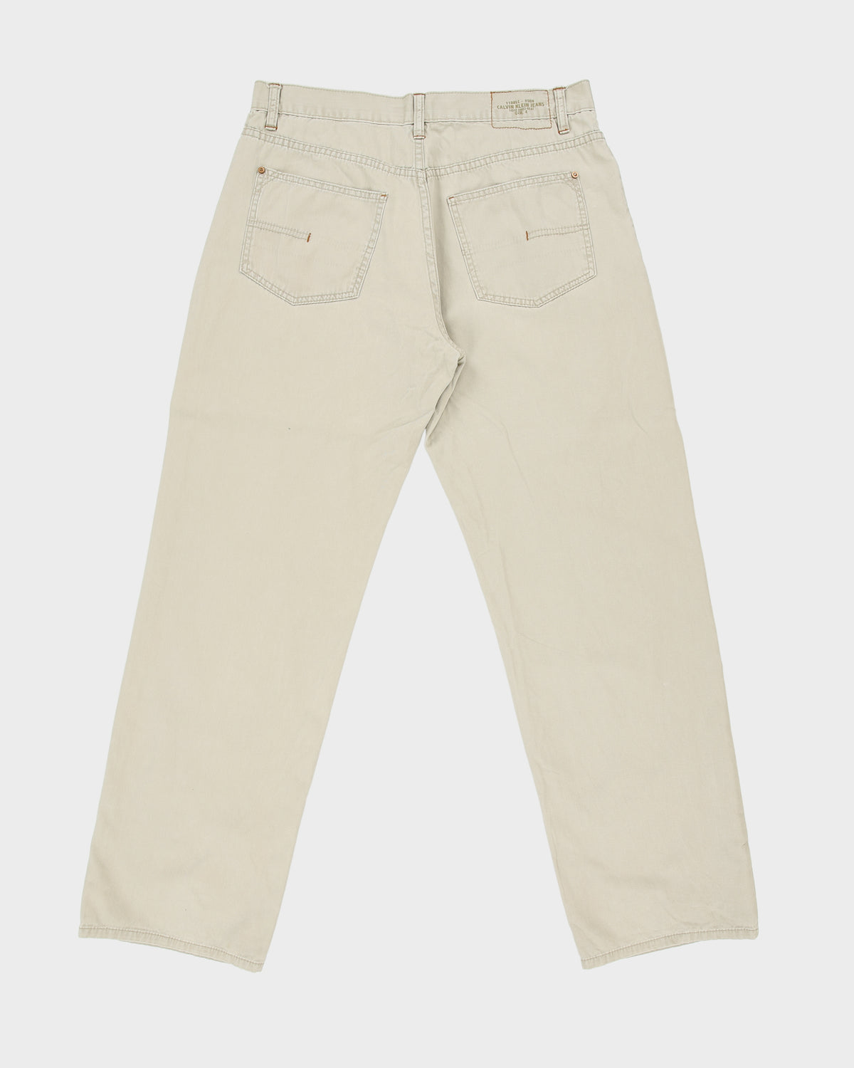 Vintage Y2K 00s Calvin Klein Jeans Khaki Canvas Denim Relaxed Fit Straight Leg Trousers - W34 L32