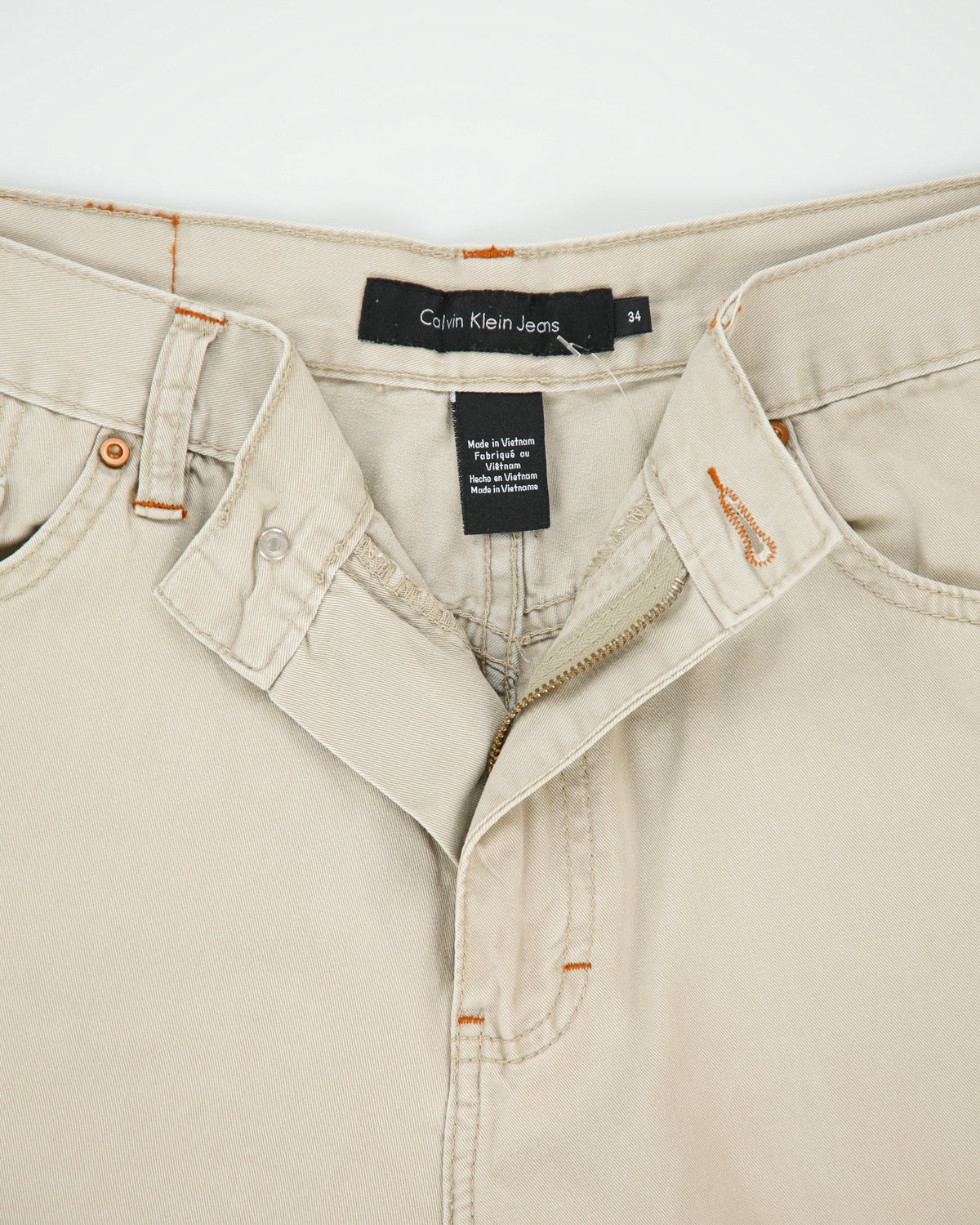 Vintage Y2K 00s Calvin Klein Jeans Khaki Canvas Denim Relaxed Fit Straight Leg Trousers - W34 L32