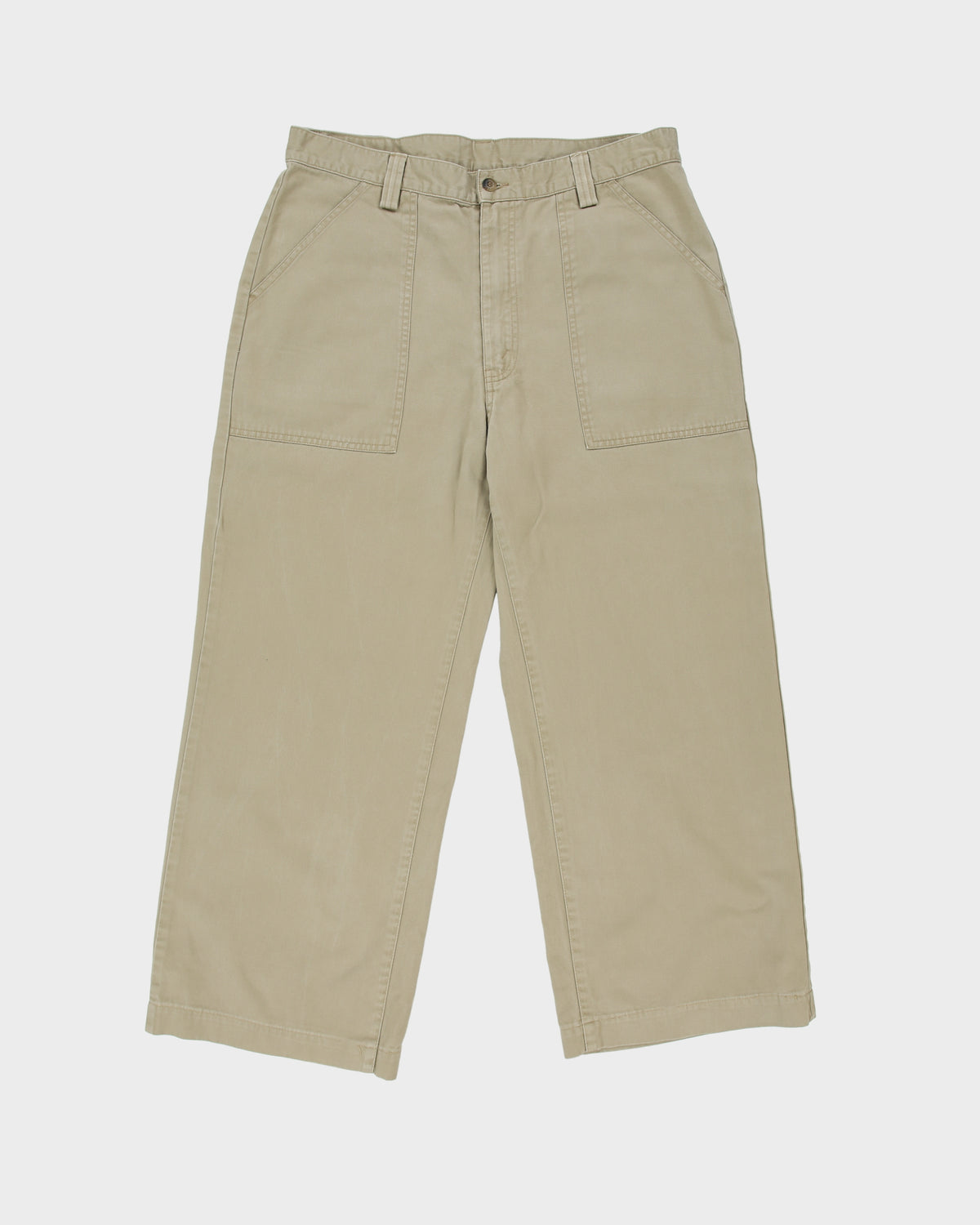Vintage Y2K 00s Levi's White Tab Khaki Mid Rise Patch Pocket Canvas Baggy Fit Wide Leg Trousers - W35 L27