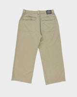 Vintage Y2K 00s Levi's White Tab Khaki Mid Rise Patch Pocket Canvas Baggy Fit Wide Leg Trousers - W35 L27