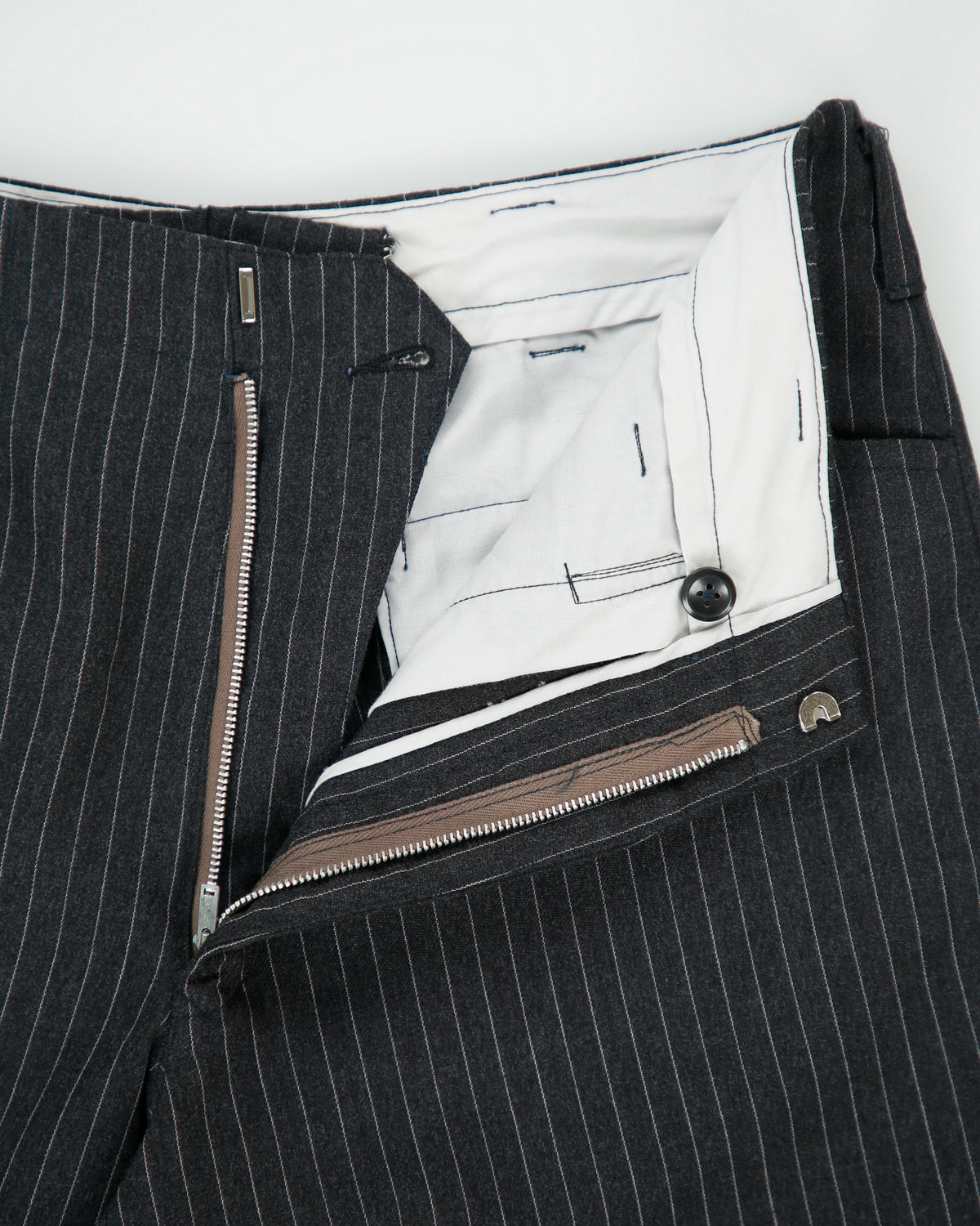 DS Vintage 1970s Mid Rise Superfine Wool Pinstripe Made In USA Talon Straight Leg Bootcut Trousers - W31 L31