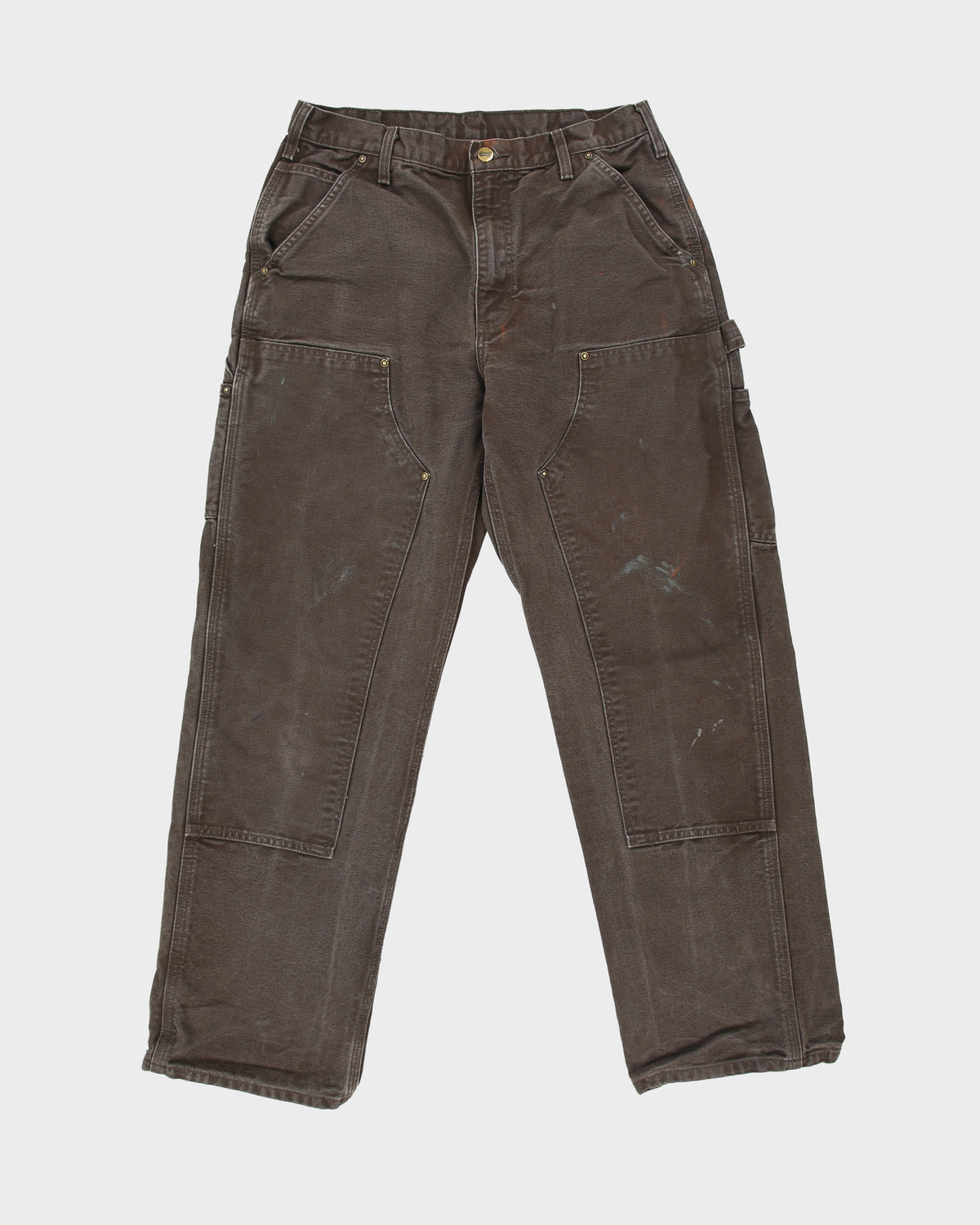 Vintage Carhartt B136 DKB Distressed Duck Canvas Double Front Loose Fit Carpenter Trousers - W32 L32