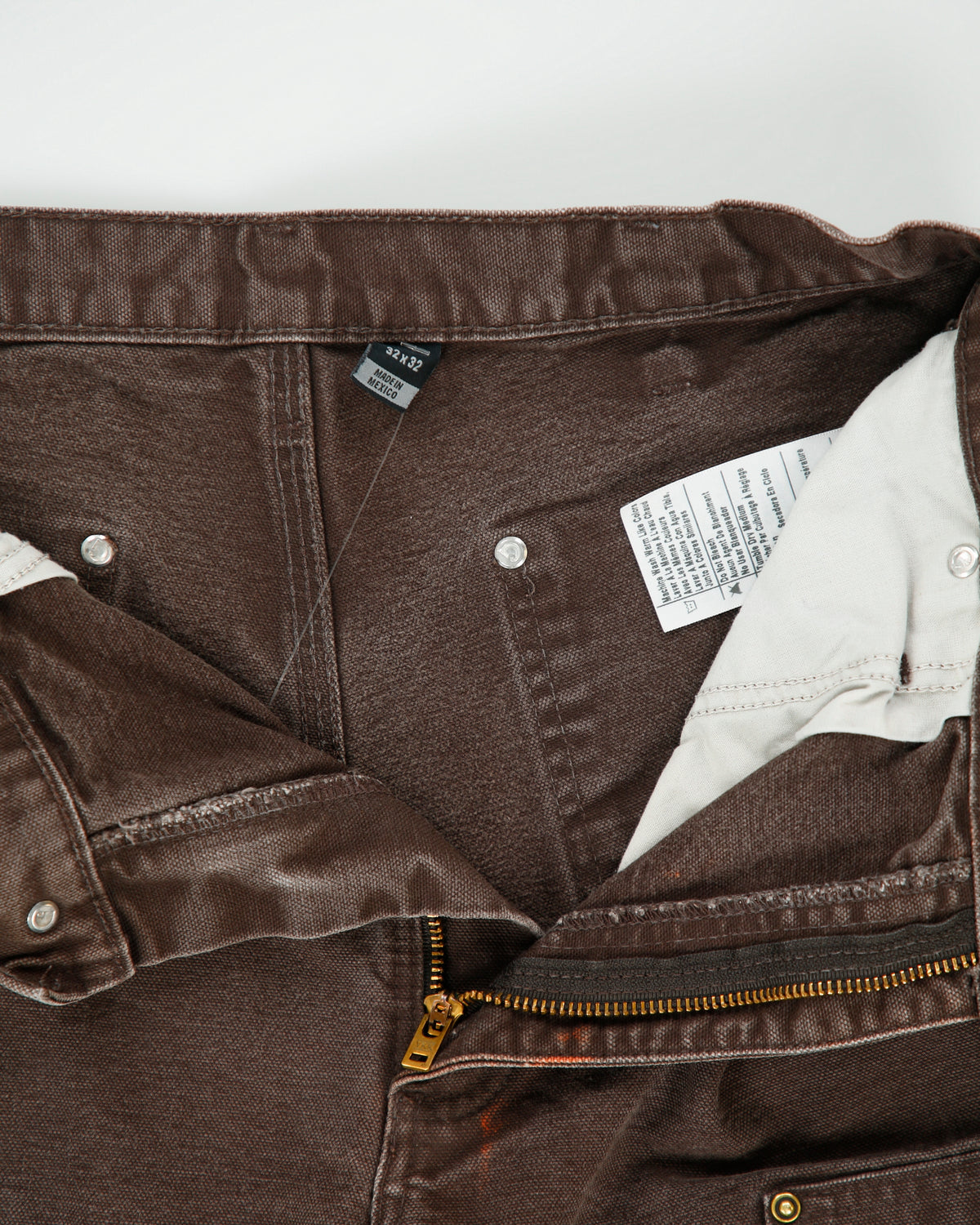 Vintage Carhartt B136 DKB Distressed Duck Canvas Double Front Loose Fit Carpenter Trousers - W32 L32