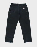 Carhartt B01 BLK 125th Anniversary Special Edition Union Made In USA Distressed Duck Canvas Double Front Original Fit Carpenter Trousers - W36 L32