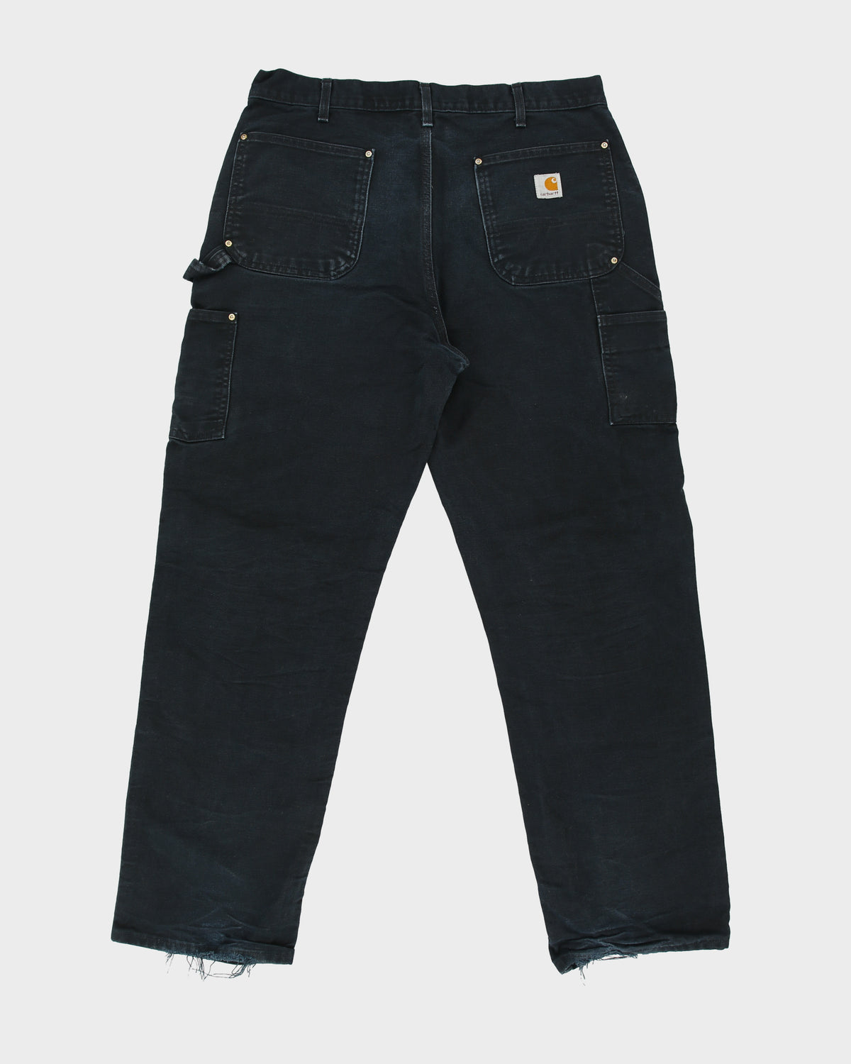 Carhartt B01 BLK 125th Anniversary Special Edition Union Made In USA Distressed Duck Canvas Double Front Original Fit Carpenter Trousers - W36 L32