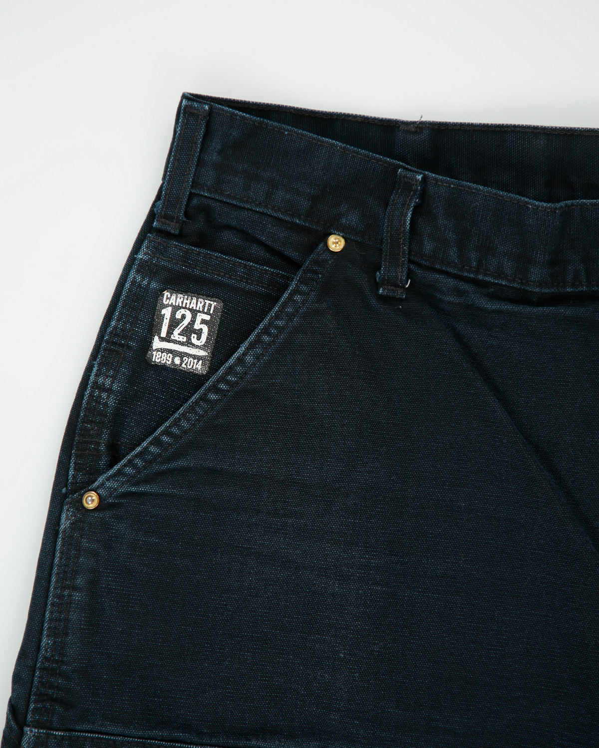 Carhartt B01 BLK 125th Anniversary Special Edition Union Made In USA Distressed Duck Canvas Double Front Original Fit Carpenter Trousers - W36 L32