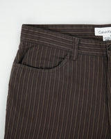Vintage Y2K 00s Calvin Klein Mid Rise Pinstripe Relaxed Straight Leg Canvas Trousers - W32 L32