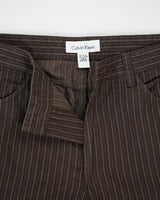 Vintage Y2K 00s Calvin Klein Mid Rise Pinstripe Relaxed Straight Leg Canvas Trousers - W32 L32