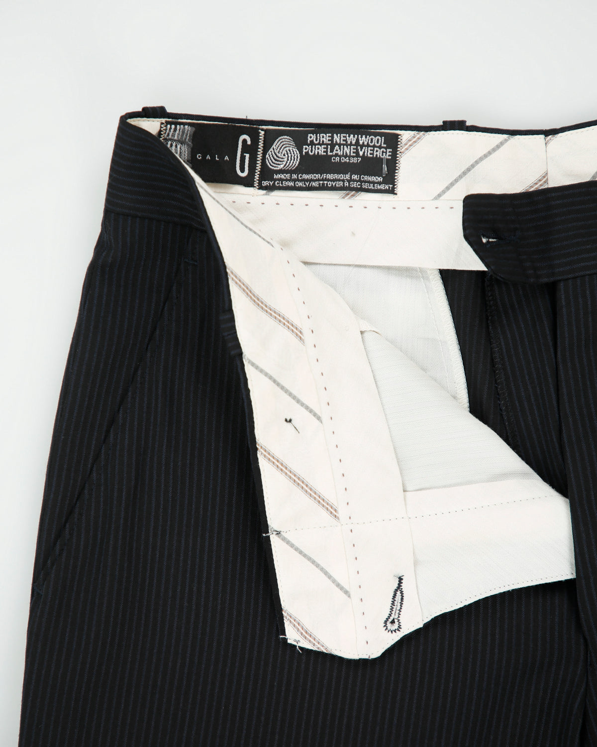 Vintage 1990s Gala Pinstripe Wool Made In America Relaxed Straight Leg Suit Trousers - W30 L30