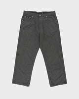 Vintage 1990s Hugo Boss Marl Grey Mid Rise Wool Blend Relaxed Fit Straight Leg Trousers - W35 L27