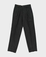 DSWT Vintage 1980s Carrera High Rise Double Pleated Wool Relaxed Straight Leg Suit Trousers - W30 L32